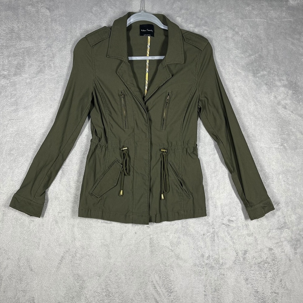Eden Society Utility Jacket Women Small Olive Green Drawstring Military EJ13020